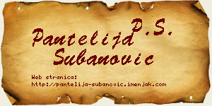 Pantelija Subanović vizit kartica